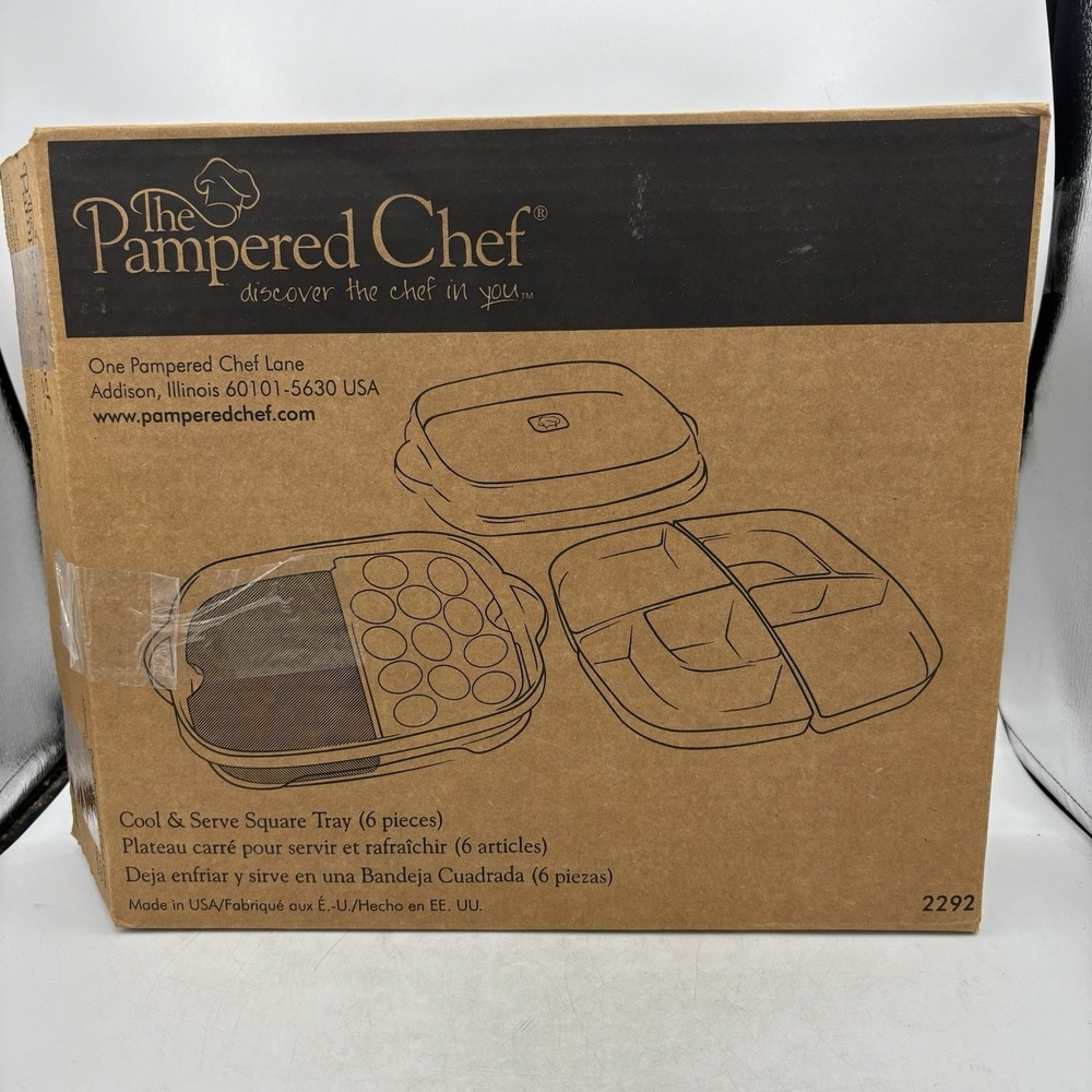 The Pampered Chef Cool & Serve Square Tray 6 Pieces 2292 New Open Box